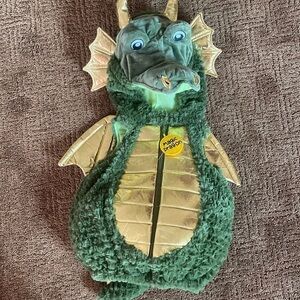Green and Gold Dragon Kids Costume - Plush Hooded Dragon Outfit